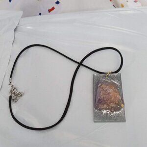 Handmade Silver Necklace with Purple Natural Stone